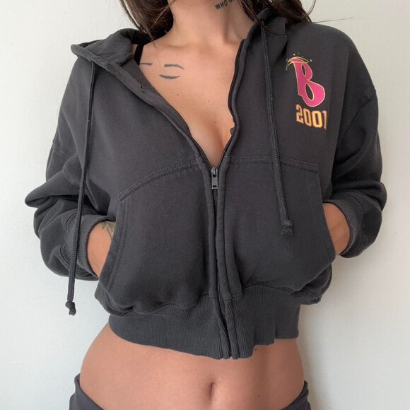 Bratz Grey and pink Hoodie cropped zip-up - Picture 6 of 8